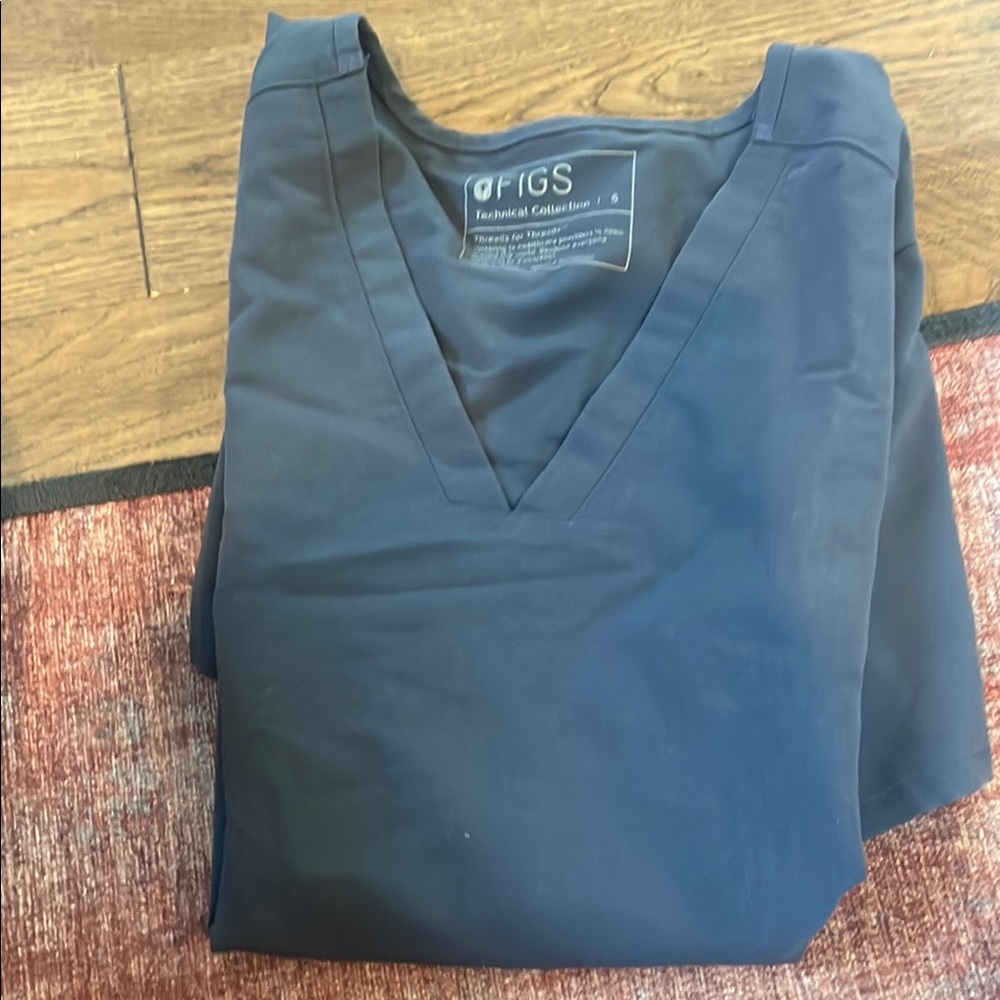 Figs Deep Blue V-Neck Scrub Top